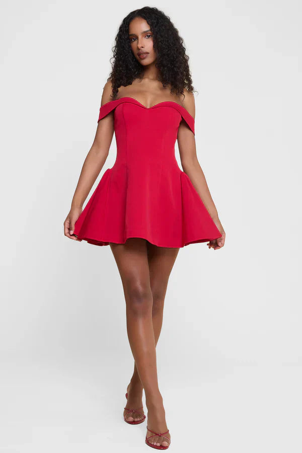Calista Corset Mini Dress - Red