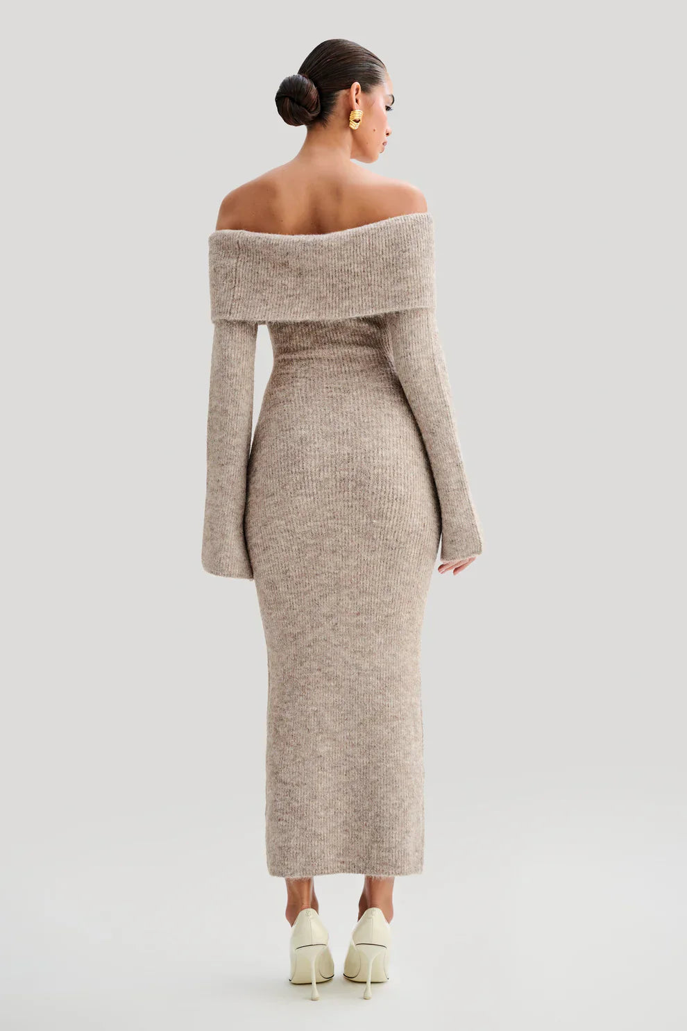 Talia Off-Shoulder Knit Dre - Beige